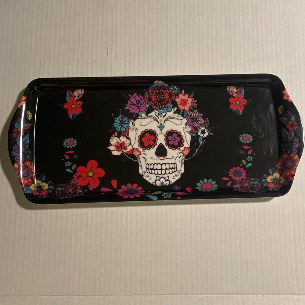 Day Of The Dead Sugar Skull Melamine Tray w/ Handles 14”x6” New